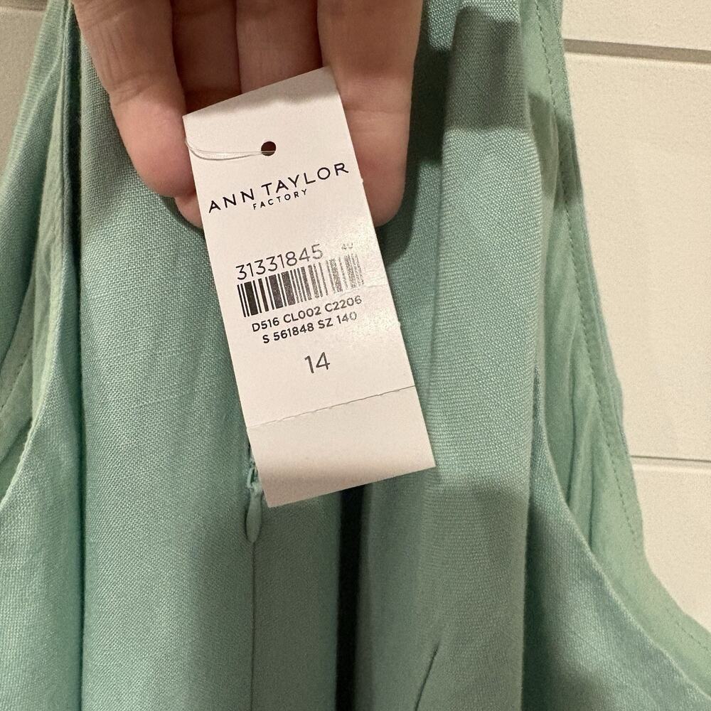 Ann Taylor Factory | Midi Dress Green Sleeveless Halter Neck Summer NWT- Size 14 - Picture 7 of 9